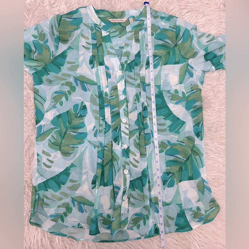 Soft Surroundings Baroque Top Green Tropical Palm Size XL - Picture 6 of 9